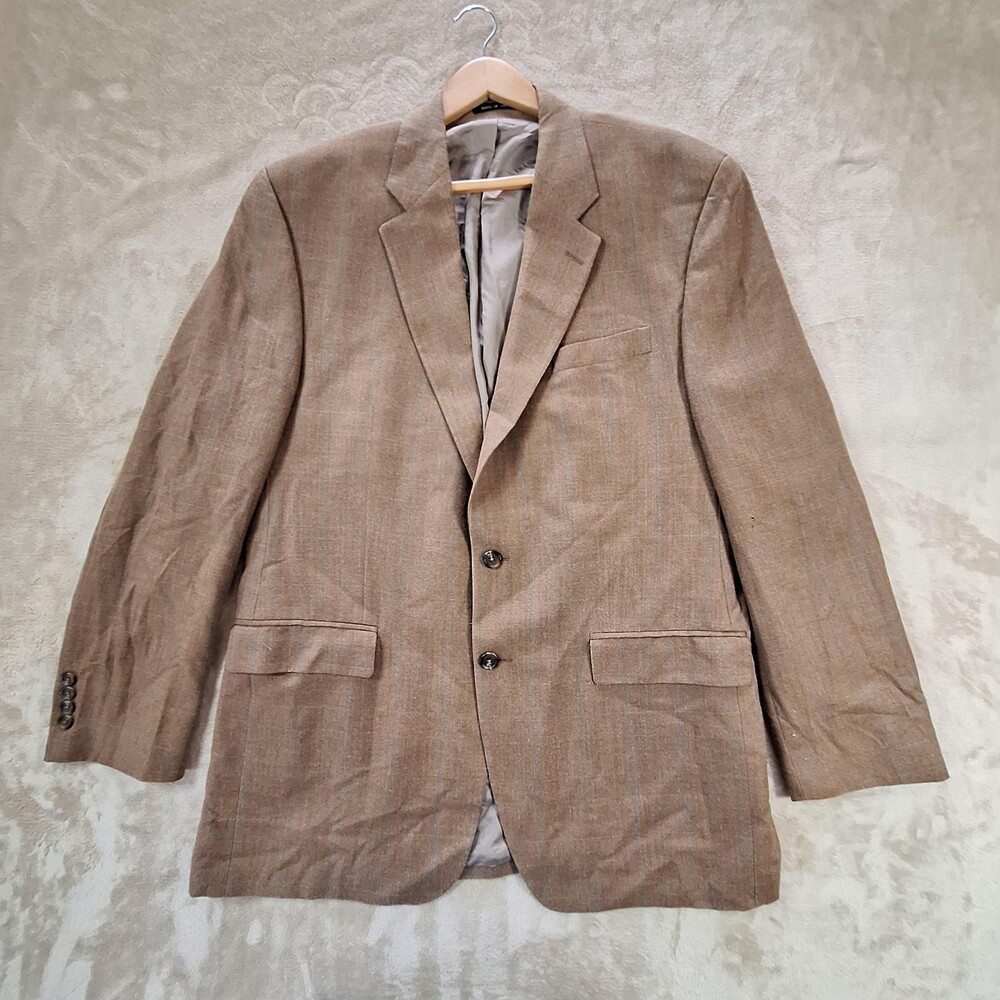 Lauren Ralph Lauren Blazer Mens 46L Brown Herringbone Windowpane 3 Button Lined